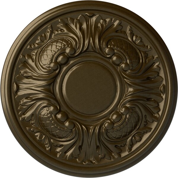 Ekena Millwork Wakefield Ceiling Medallion (Fits Canopies up to 3 5/8"), Hand-Painted Brass, 11 3/4"OD x 1 1/4"P CM11WABRS - main